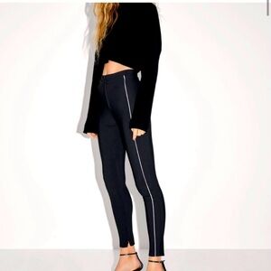Zara Black Skinny Pants with Contrasting Stripe